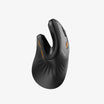Black ergonomic vertical mouse with orange accents and textured grip for comfort, product page.