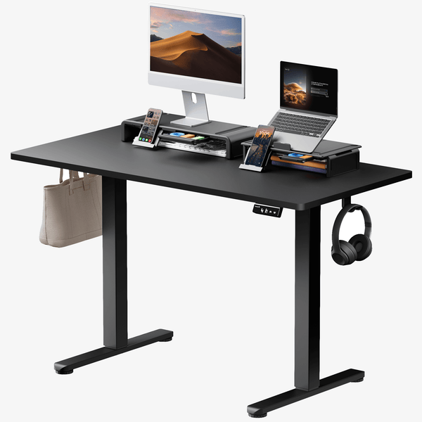 ErgoDesk 100 Electric Standing Desk with Monitor Risers