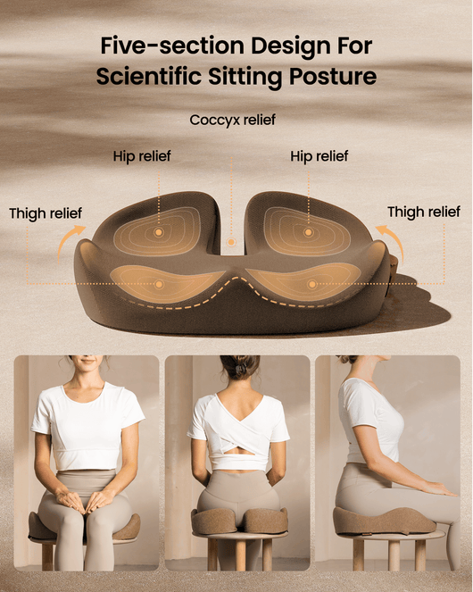 SC Butterfly Seat Cushion: Five-section design for scientific sitting posture, providing coccyx, hip, and thigh relief.