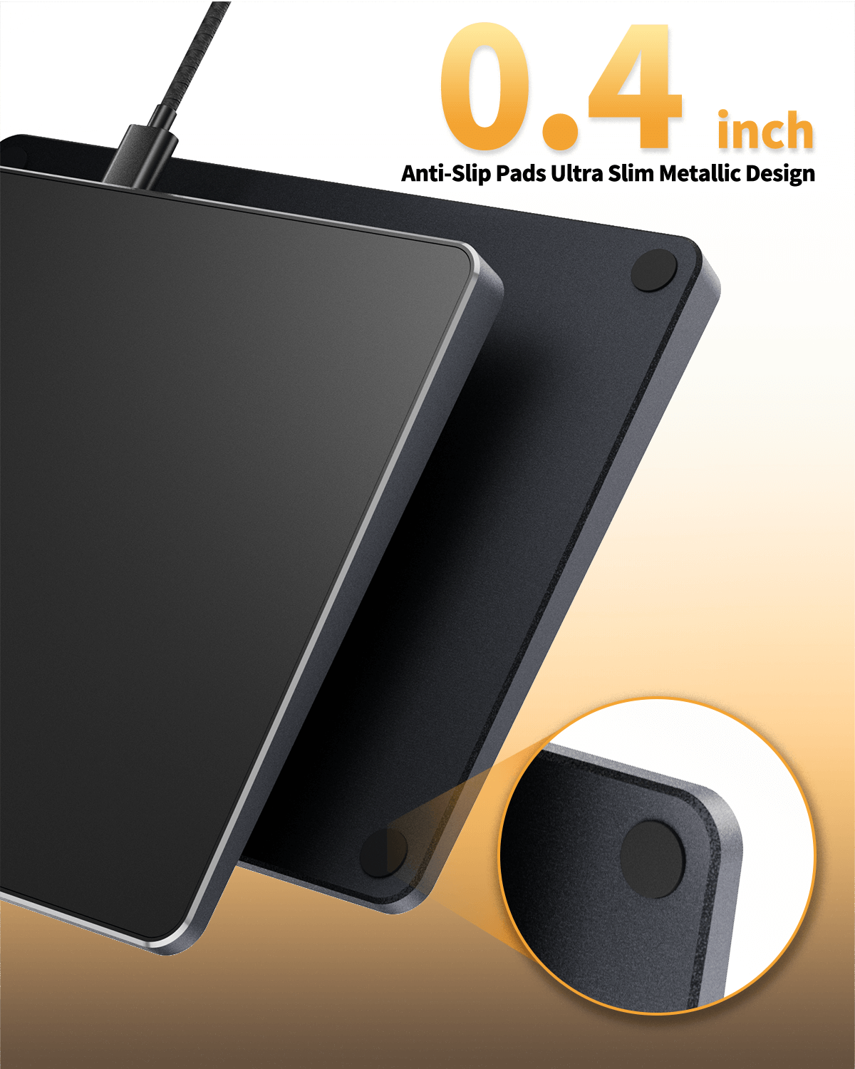 ProtoArc T1 wired trackpad for Windows features a 0.4-inch ultra-slim metallic design with anti-slip pads.