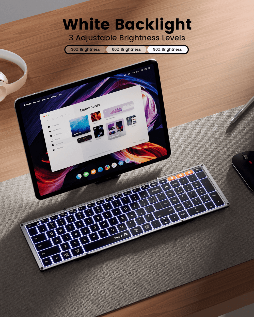 XK01 Plus - Backlit Portable Tri-Fold Keyboard - ProtoArc