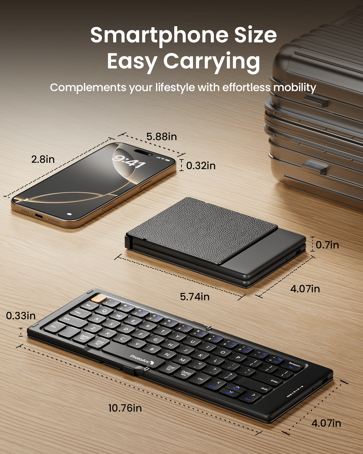 Foldable Compact Bluetooth Keyboard | USB-C, 3-Device – ProtoArc
