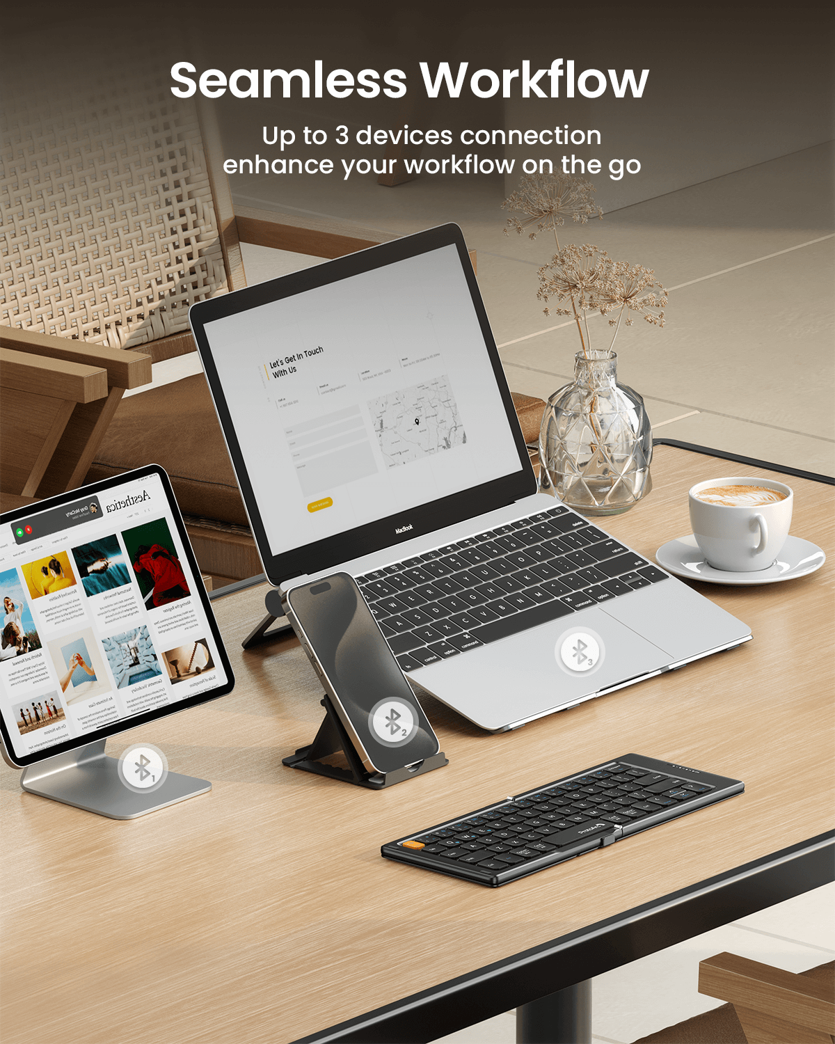 Foldable Compact Bluetooth Keyboard | USB-C, 3-Device – ProtoArc